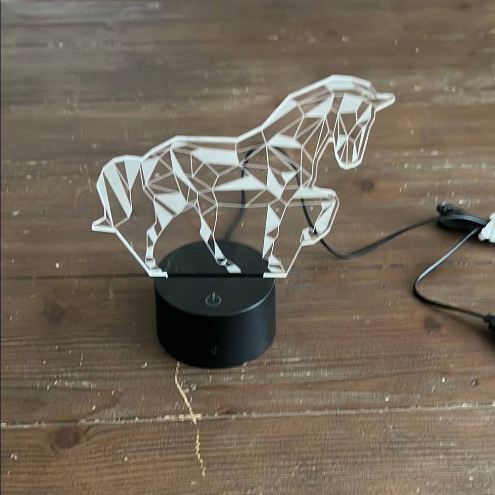 Geometric Horse LED Night Light - Black Base